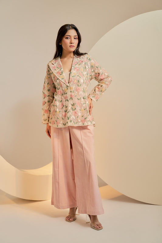 Pink cotton stretch trousers