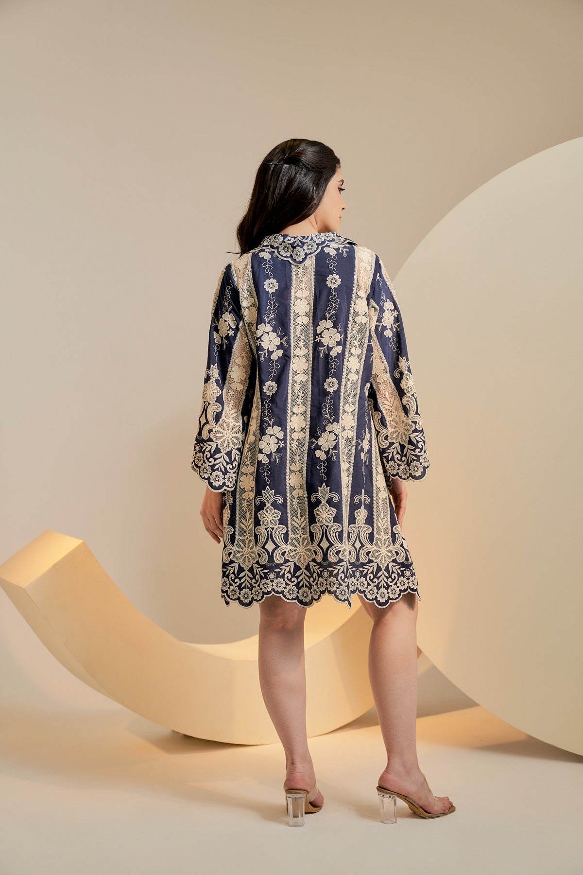 Navy embroidered dress