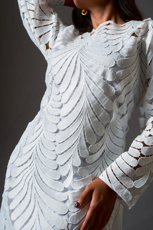 White cutwork dress
