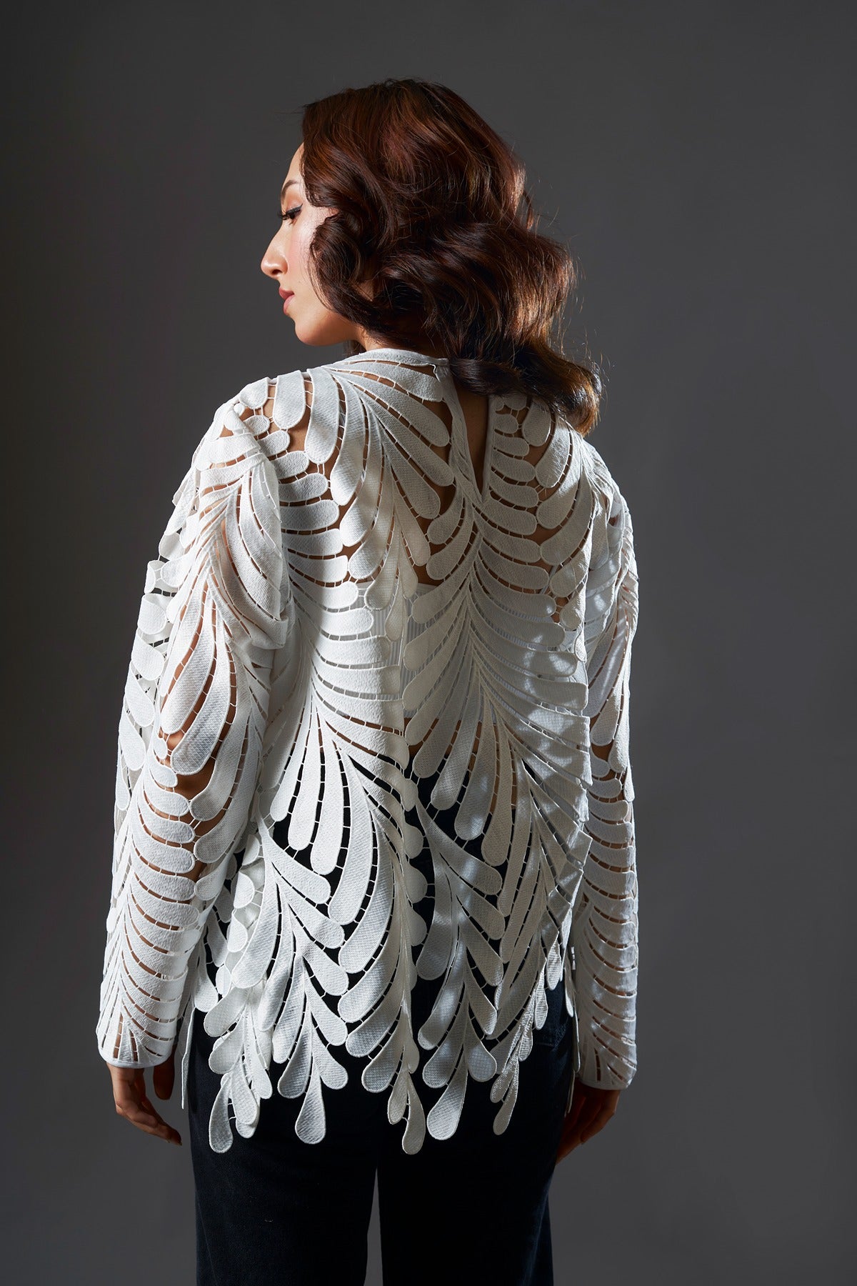 White cutwork top