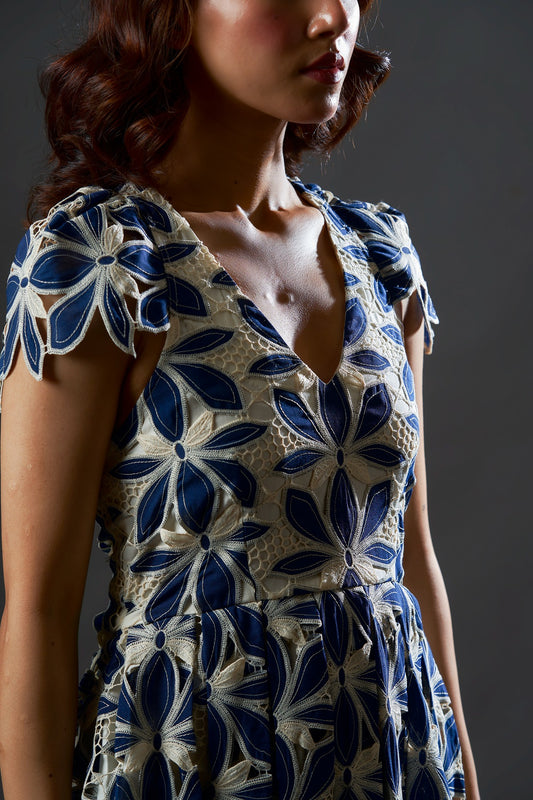 Navy Cutwork embroidery Dress