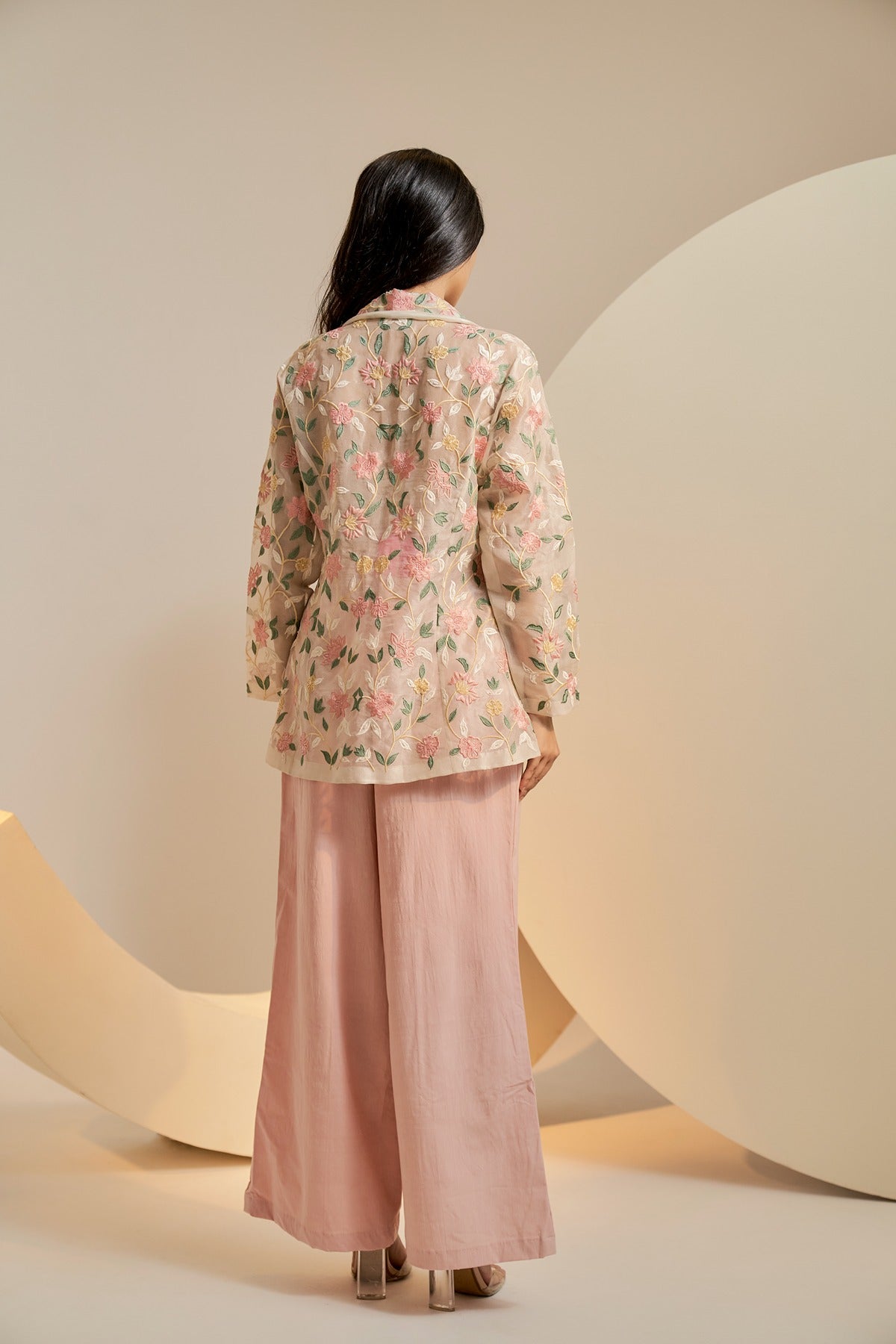 Pink cotton stretch trousers