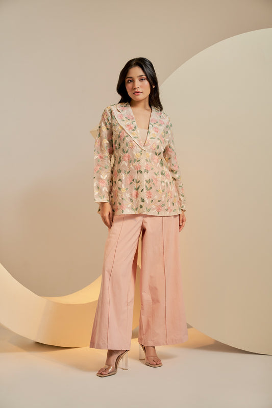 Pink cotton stretch trousers