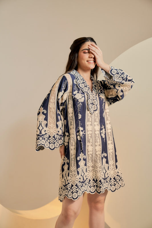Navy embroidered dress