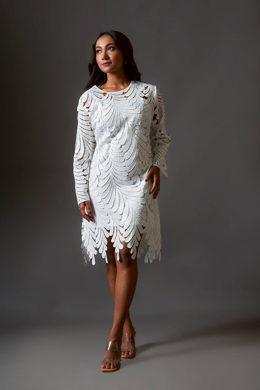 White cutwork dress
