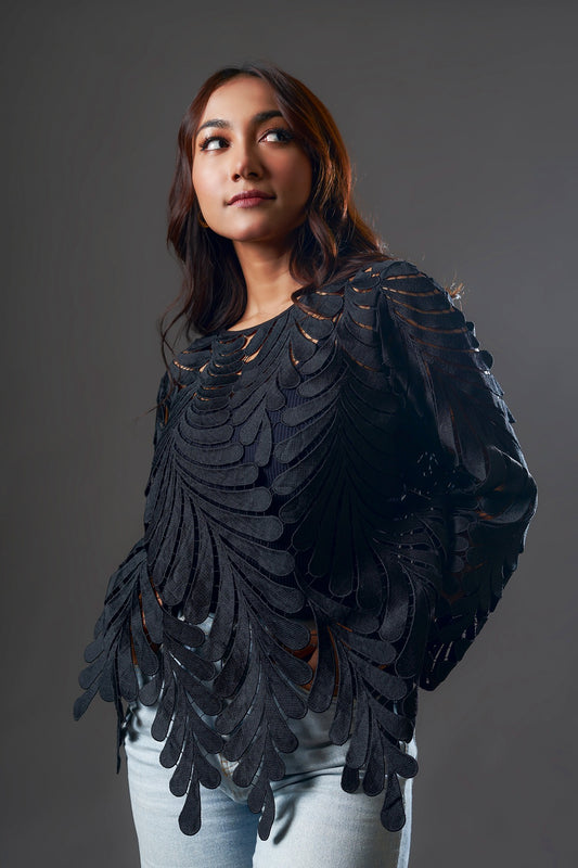 Black Cutwork top