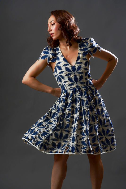 Navy Cutwork embroidery Dress