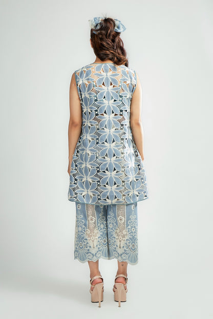 Pastel Blue thread embroidered pants